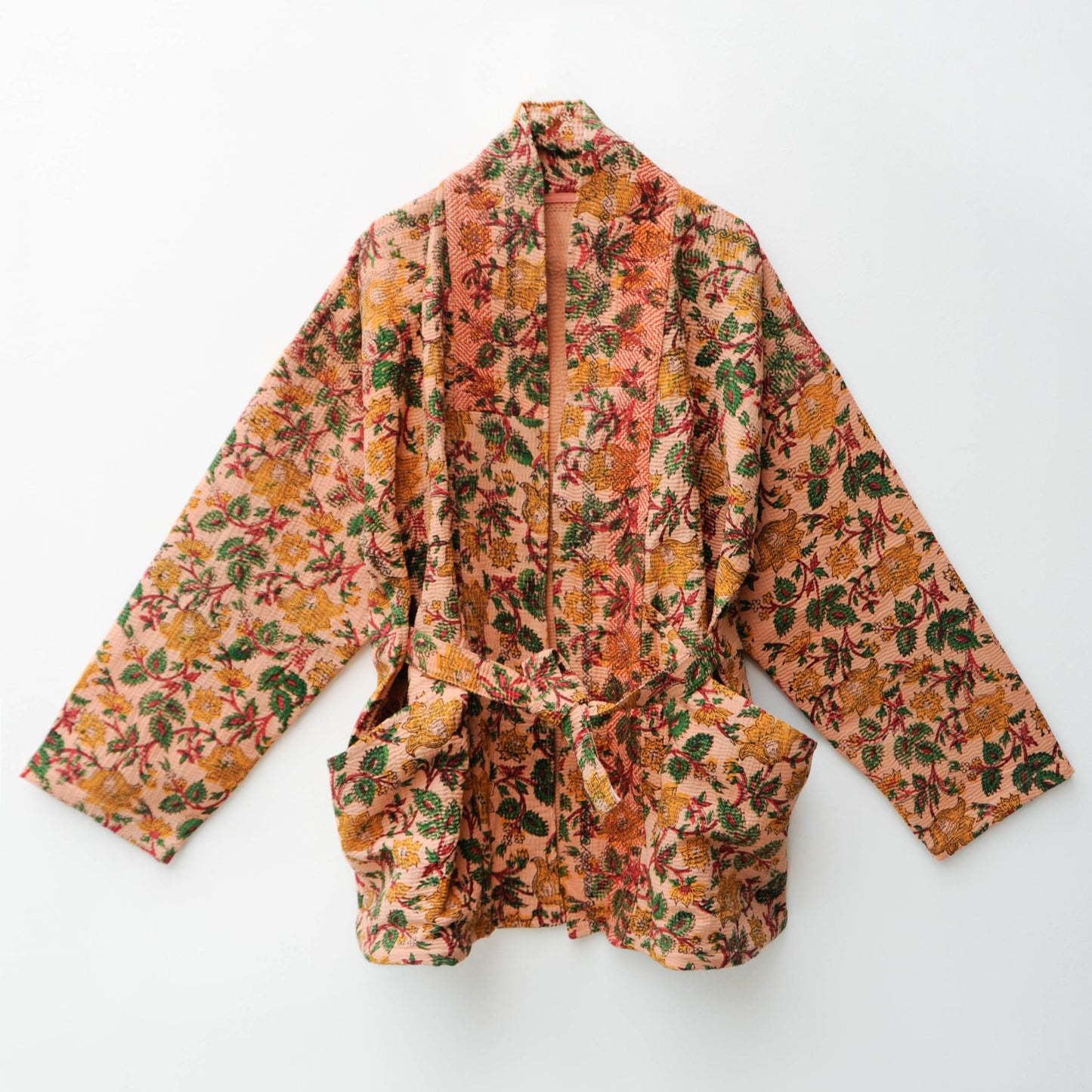 Kantha midlength blockprint Kimono jacket