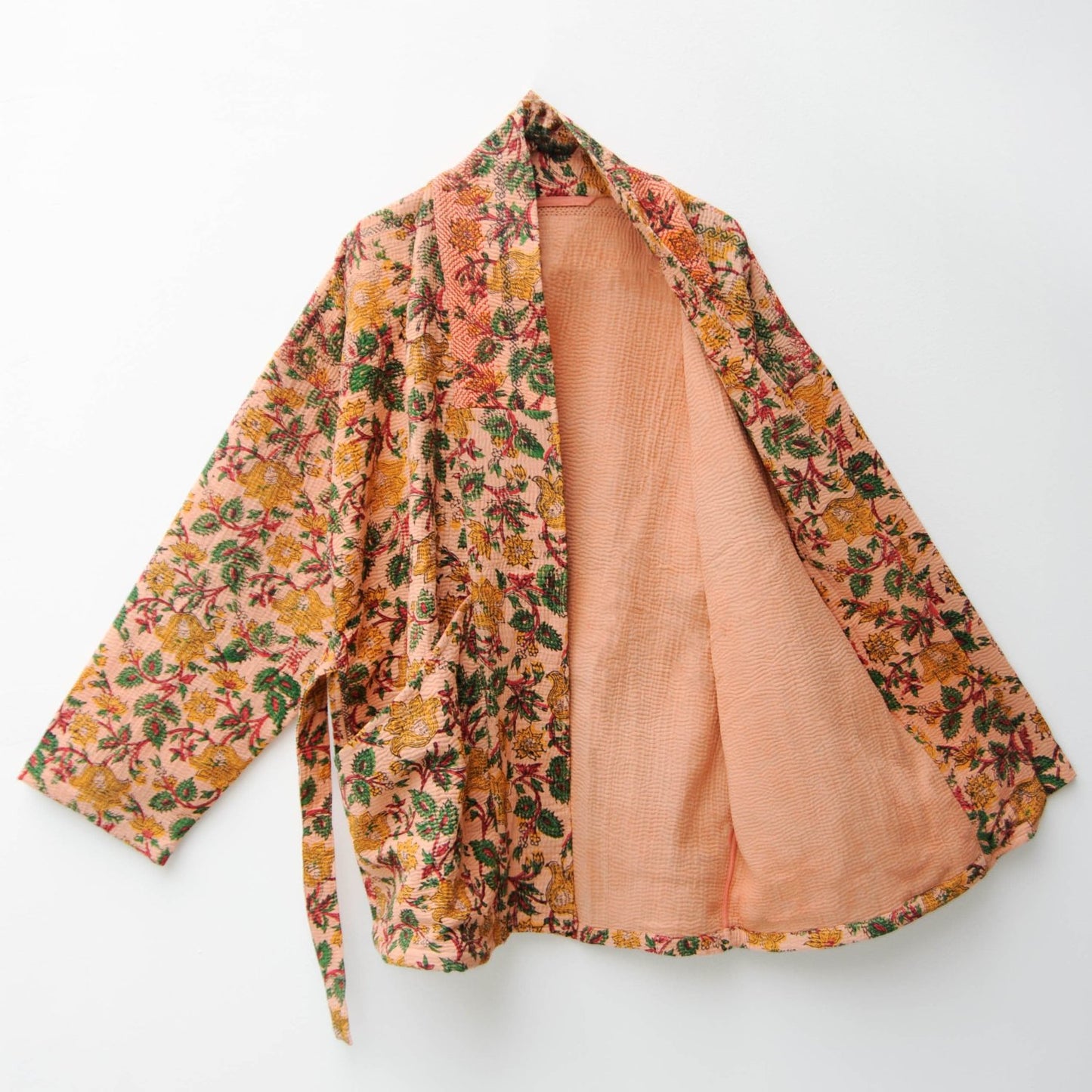 Kantha midlength blockprint Kimono jacket