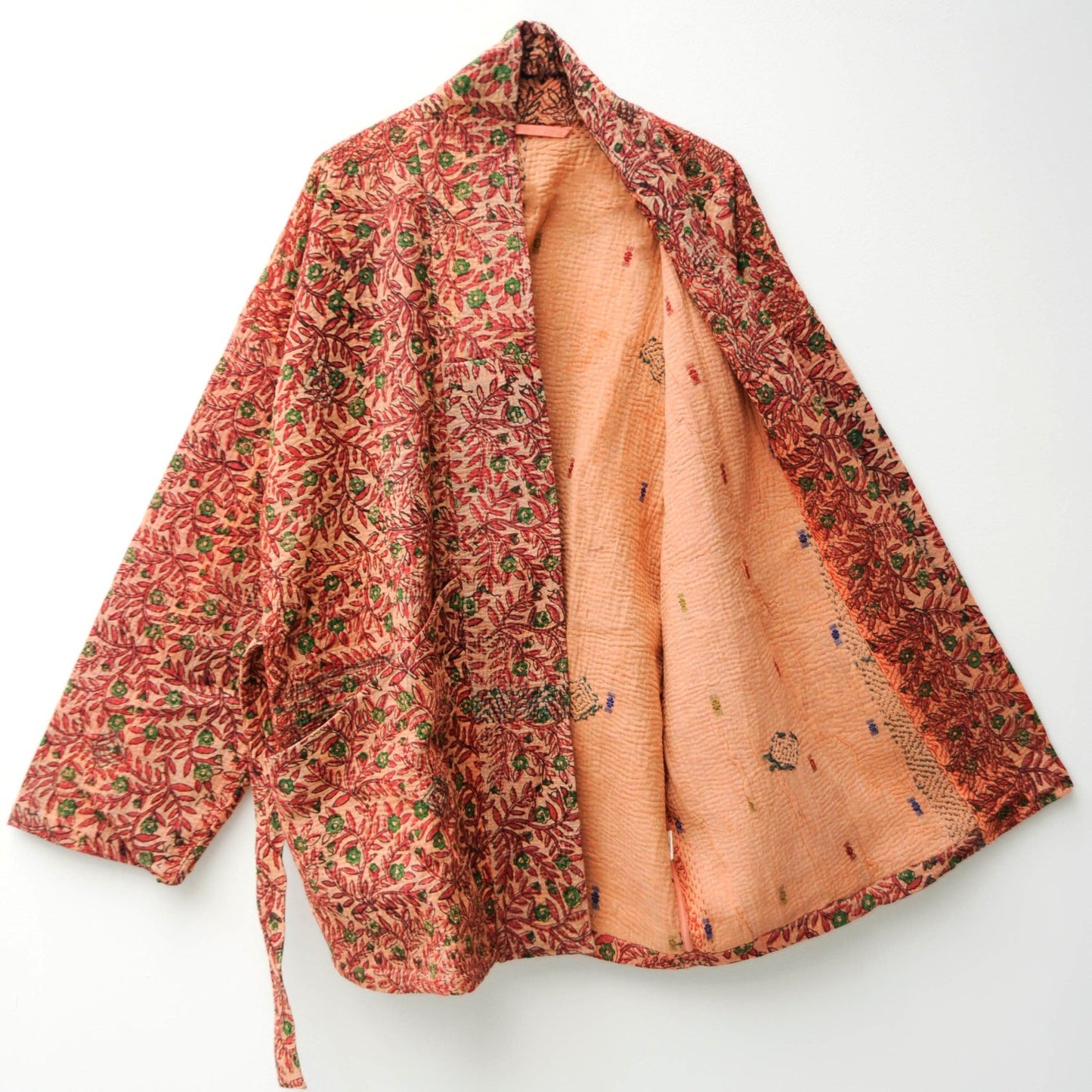 Kantha midlength blockprint Kimono jacket