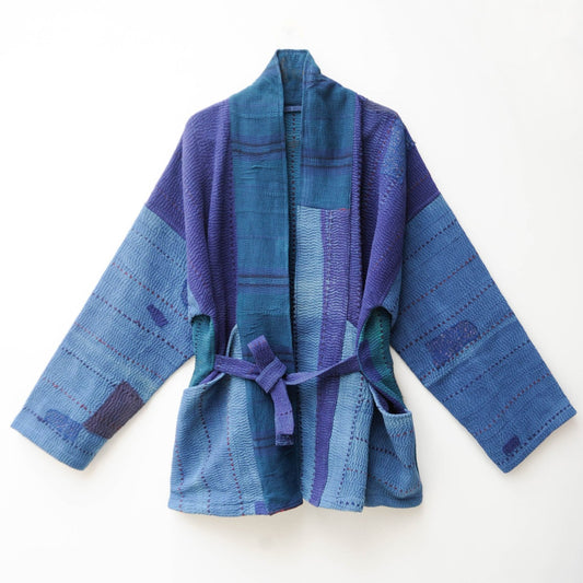 Kantha Stitch indigo Kimono jacket