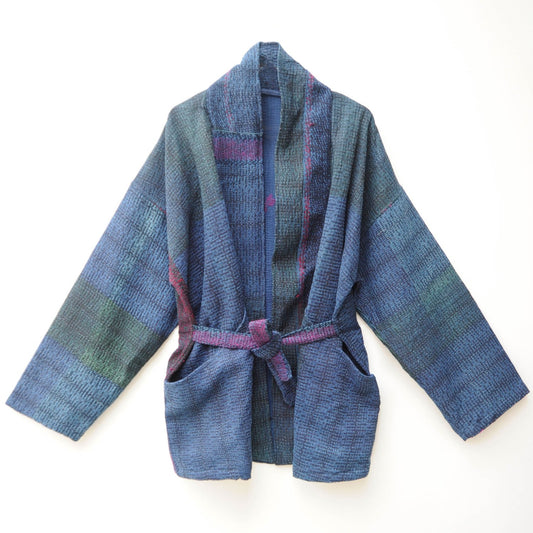 Kantha Stitch indigo Kimono jacket