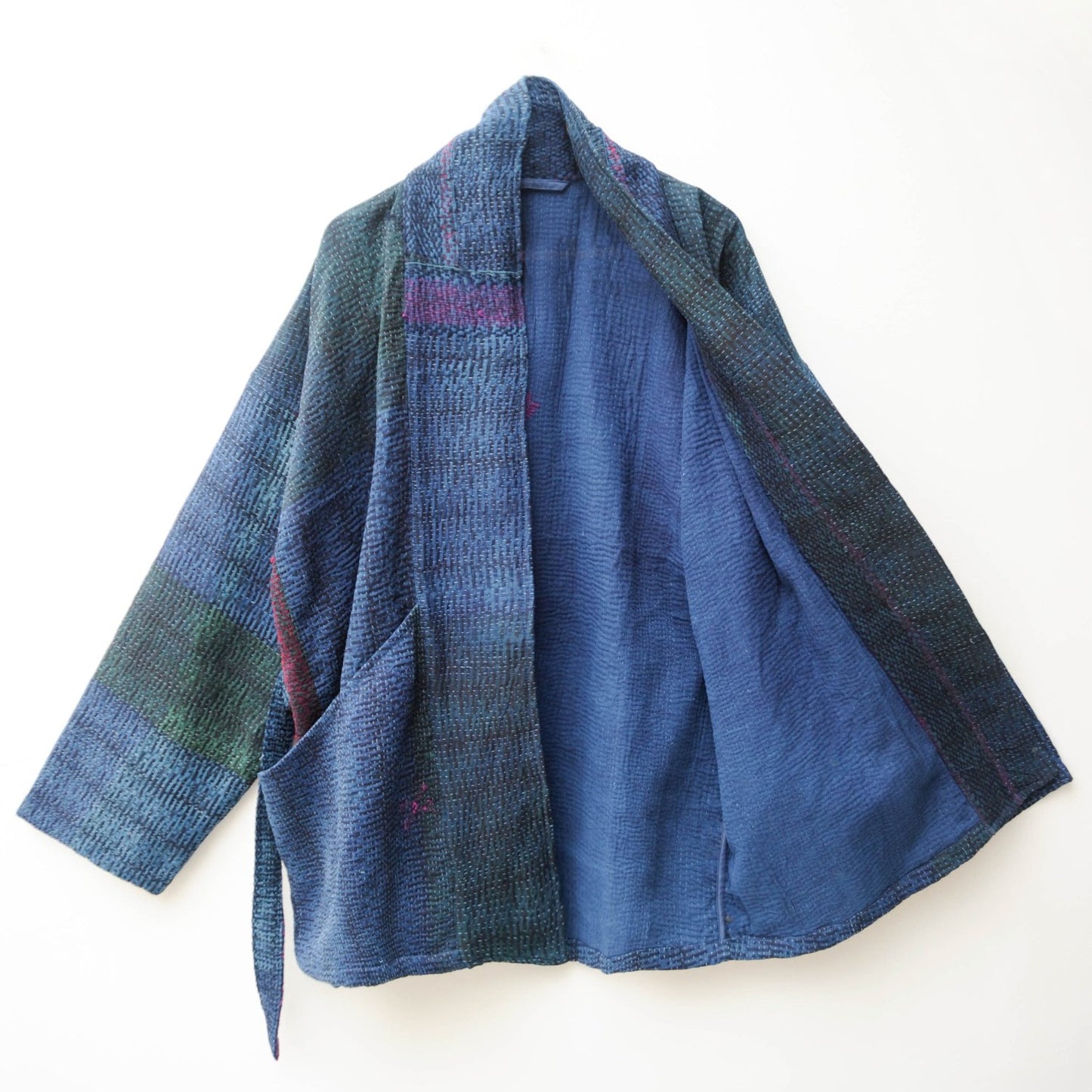 Kantha Stitch indigo Kimono jacket