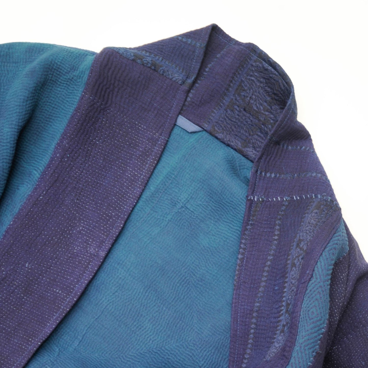 Kantha midlength indigo Kimono jacket