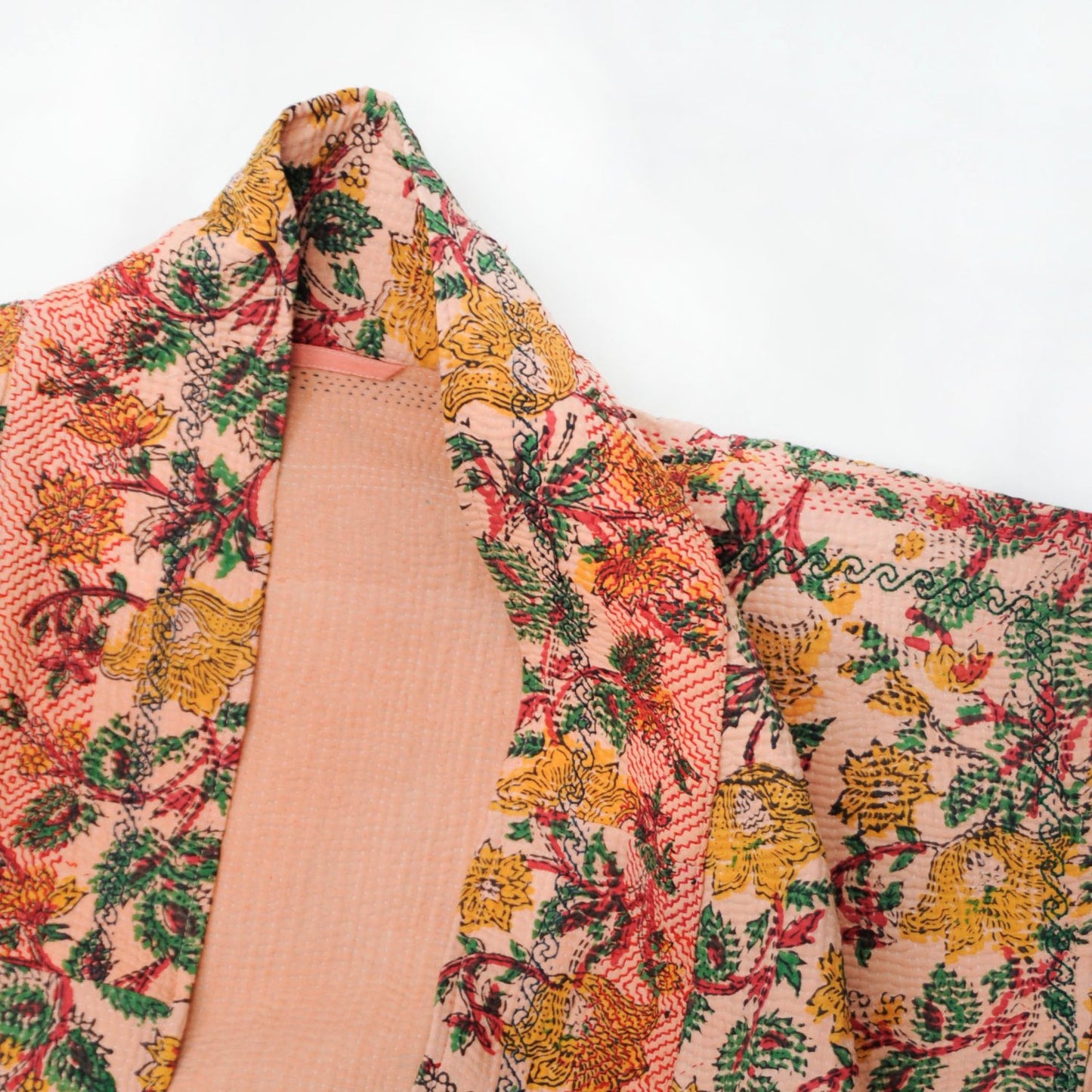 Kantha midlength blockprint Kimono jacket