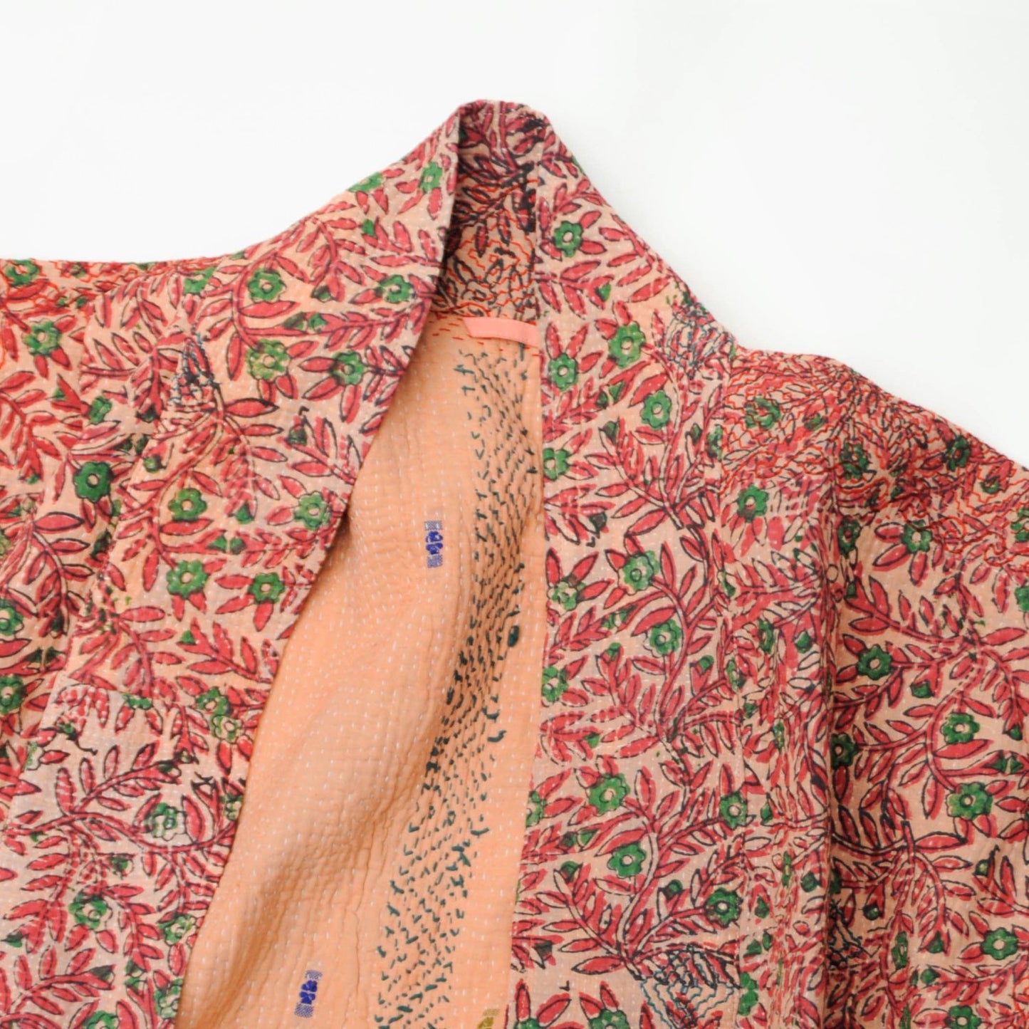 Kantha midlength blockprint Kimono jacket