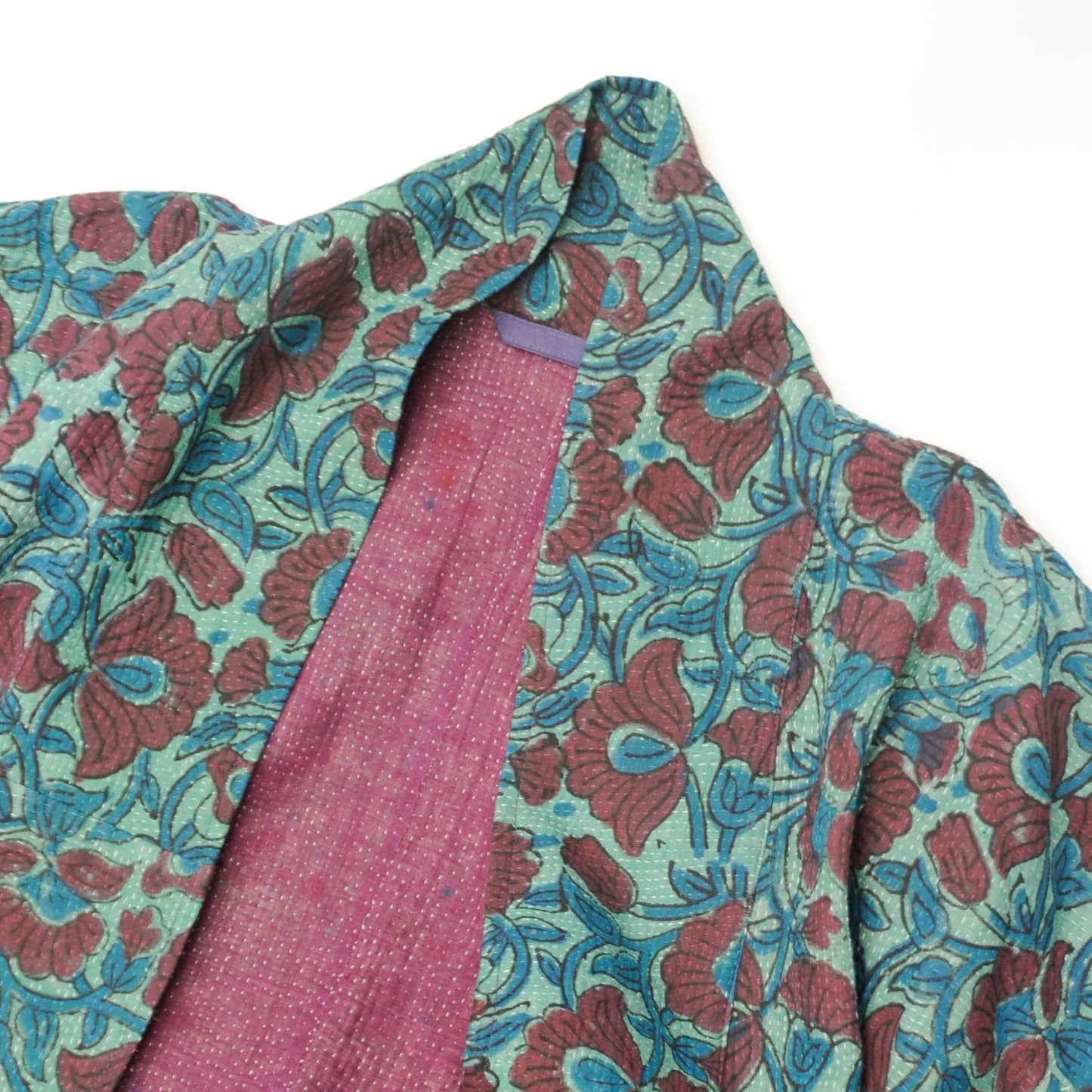 Kantha midlength blockprint Kimono jacket