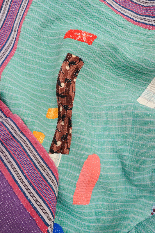 Vintage Kantha Stitch Blanket