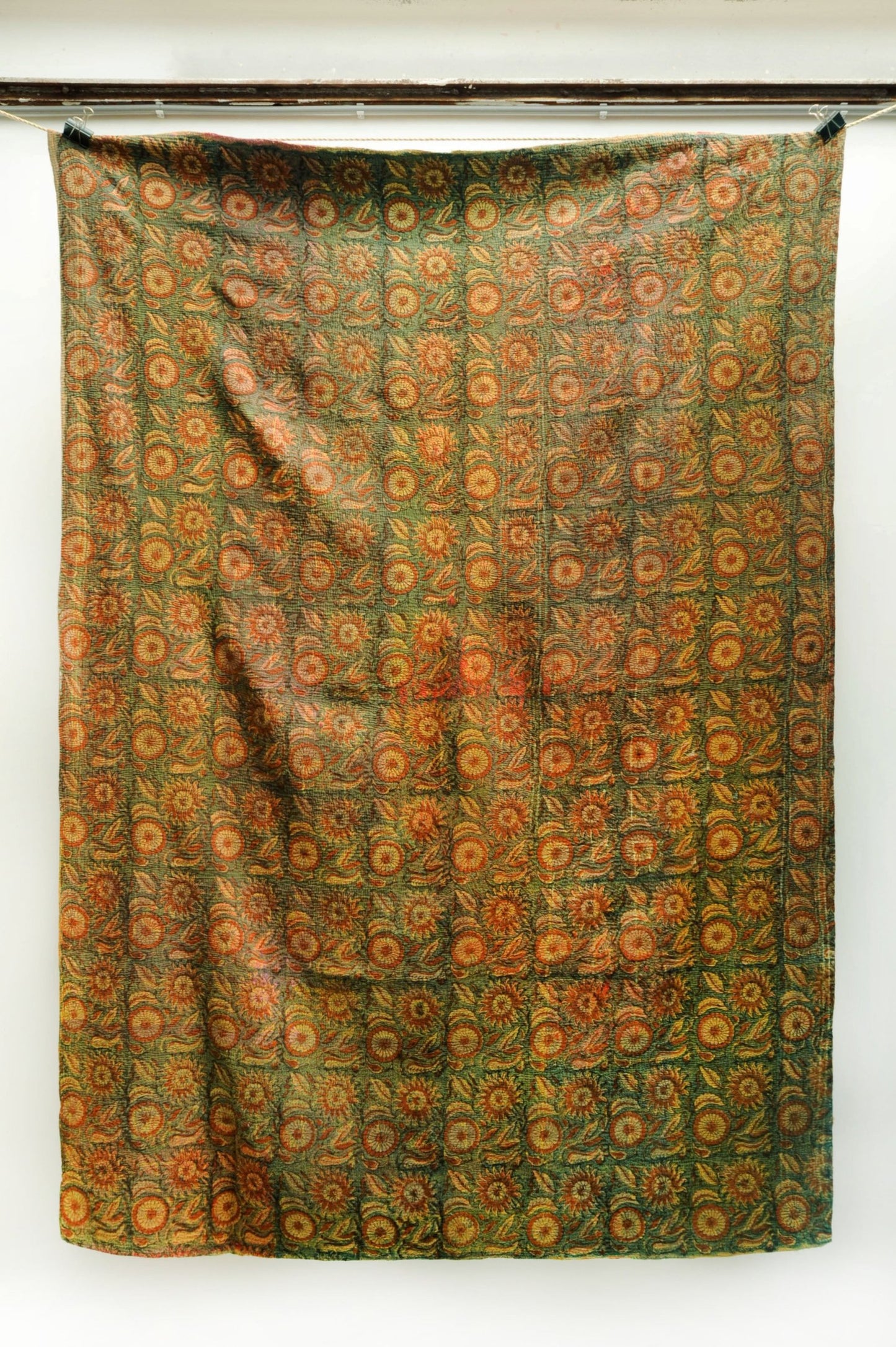 Vintage Blockprint Kantha Stitch Blanket