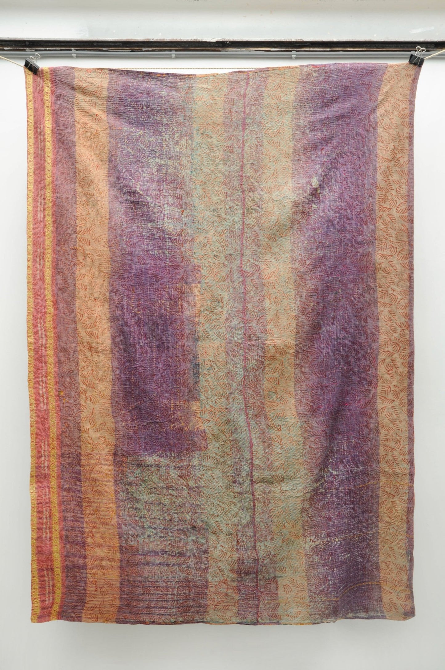 Vintage Blockprint Kantha Stitch Blanket