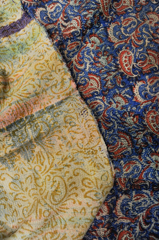 Vintage Blockprint Kantha Stitch Blanket