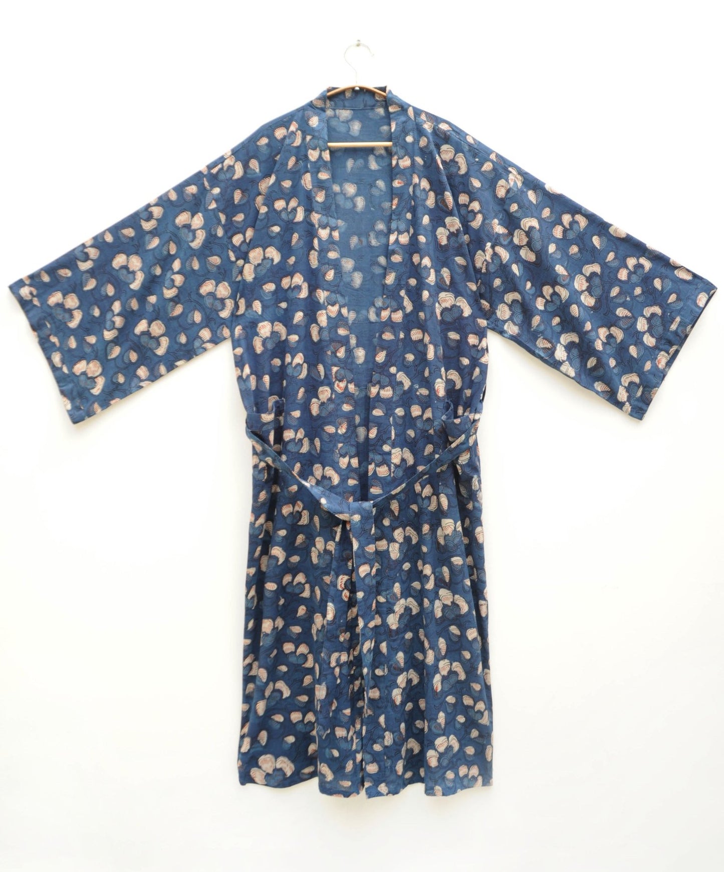 Thin cotton blockprint long Kimono