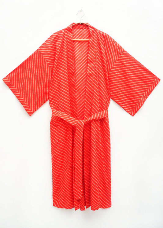 Thin cotton blockprint midi kimono